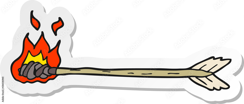 sticker of a cartoon flaming arrow sticker of a cartoon flaming arrow
