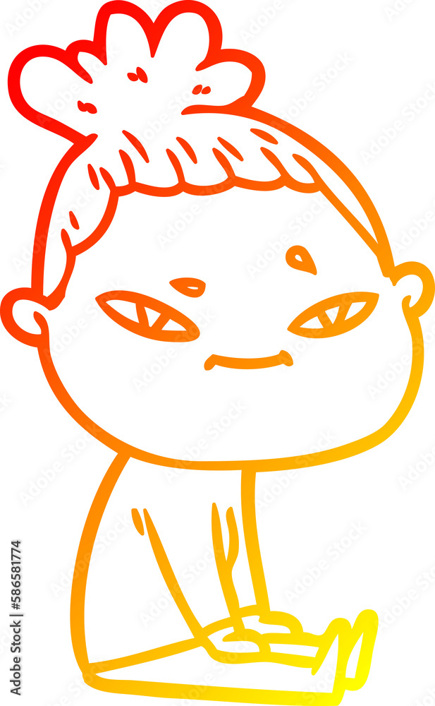 Obraz premium warm gradient line drawing cartoon woman