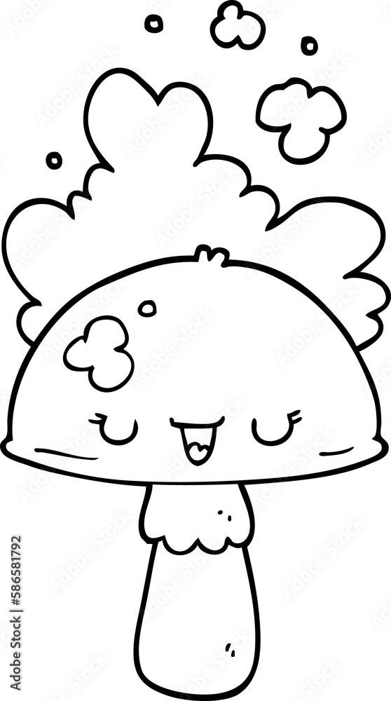 cartoon mushroom with spoor cloud cartoon mushroom with spoor cloud