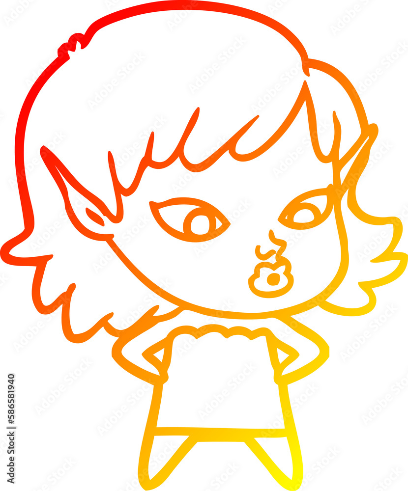 warm gradient line drawing pretty cartoon elf girl warm gradient line drawing pretty cartoon elf girl