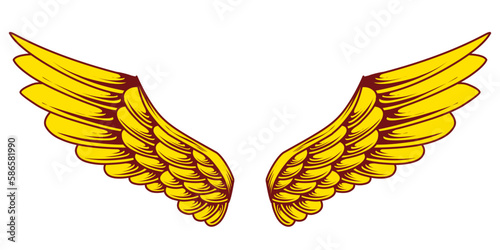 Vector yellow angel wings illustration design