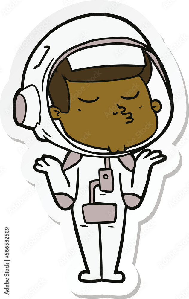 sticker of a cartoon confident astronaut