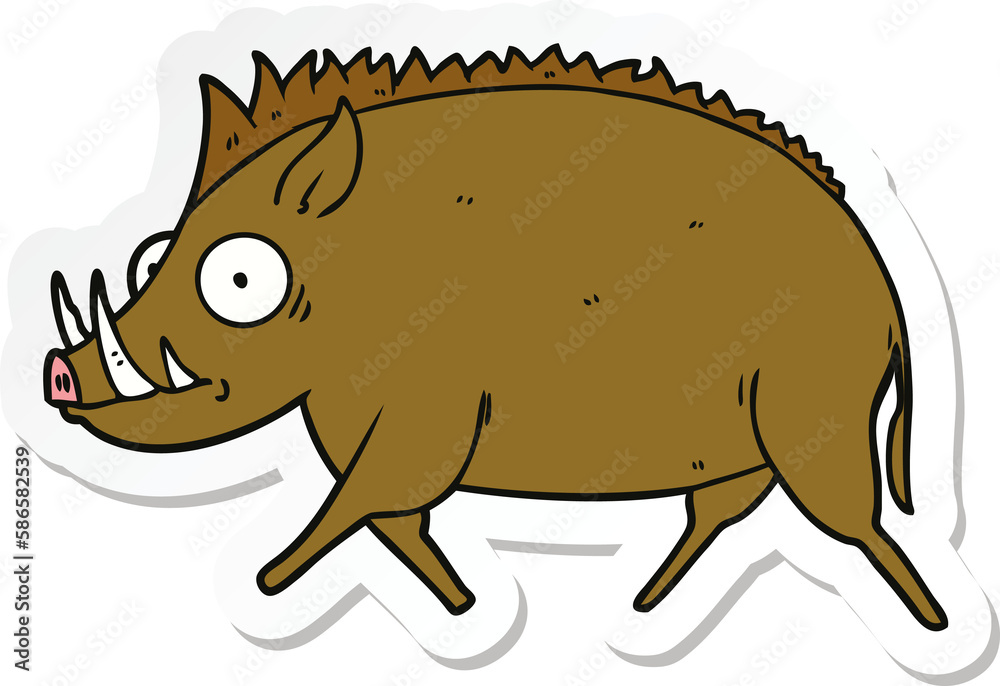 sticker of a cartoon wild boar sticker of a cartoon wild boar