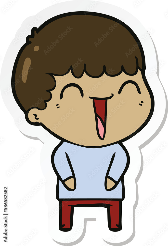 sticker of a cartoon happy man sticker of a cartoon happy man