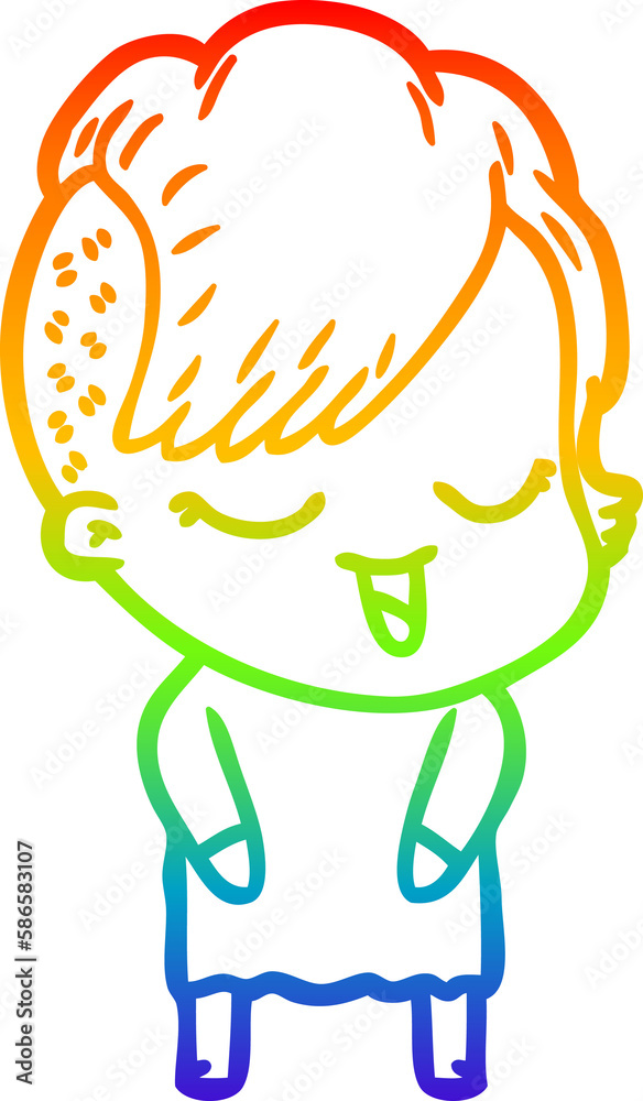 rainbow gradient line drawing happy cartoon girl rainbow gradient line drawing happy cartoon girl