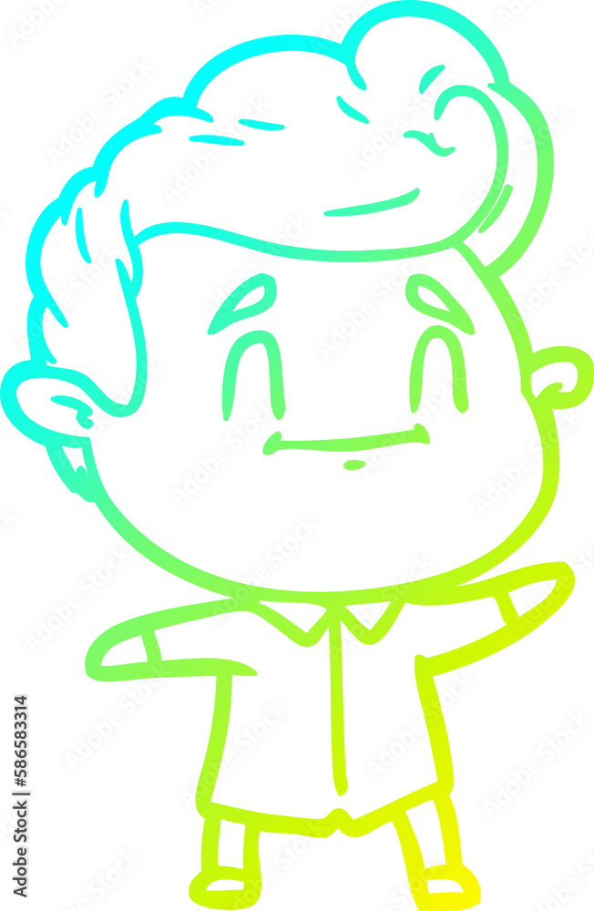 cold gradient line drawing happy cartoon man cold gradient line drawing happy cartoon man