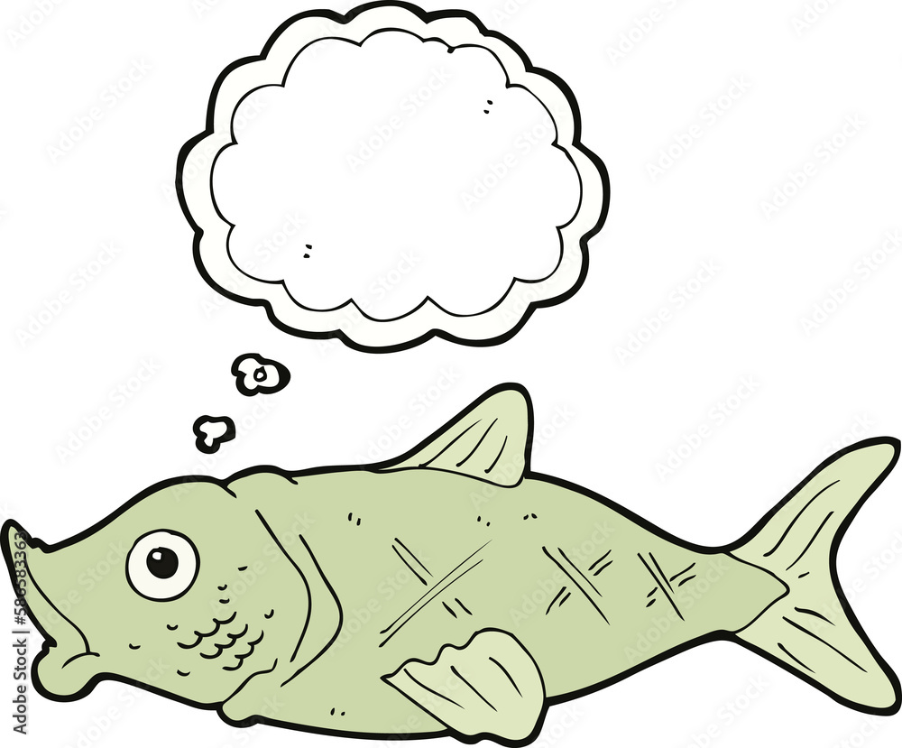 Obraz premium cartoon fish with thought bubble