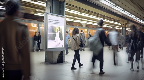 Vertical Billboard Advertising in Subway Station - Generativ AI