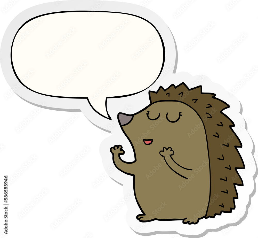 cartoon hedgehog and speech bubble sticker cartoon hedgehog and speech bubble sticker