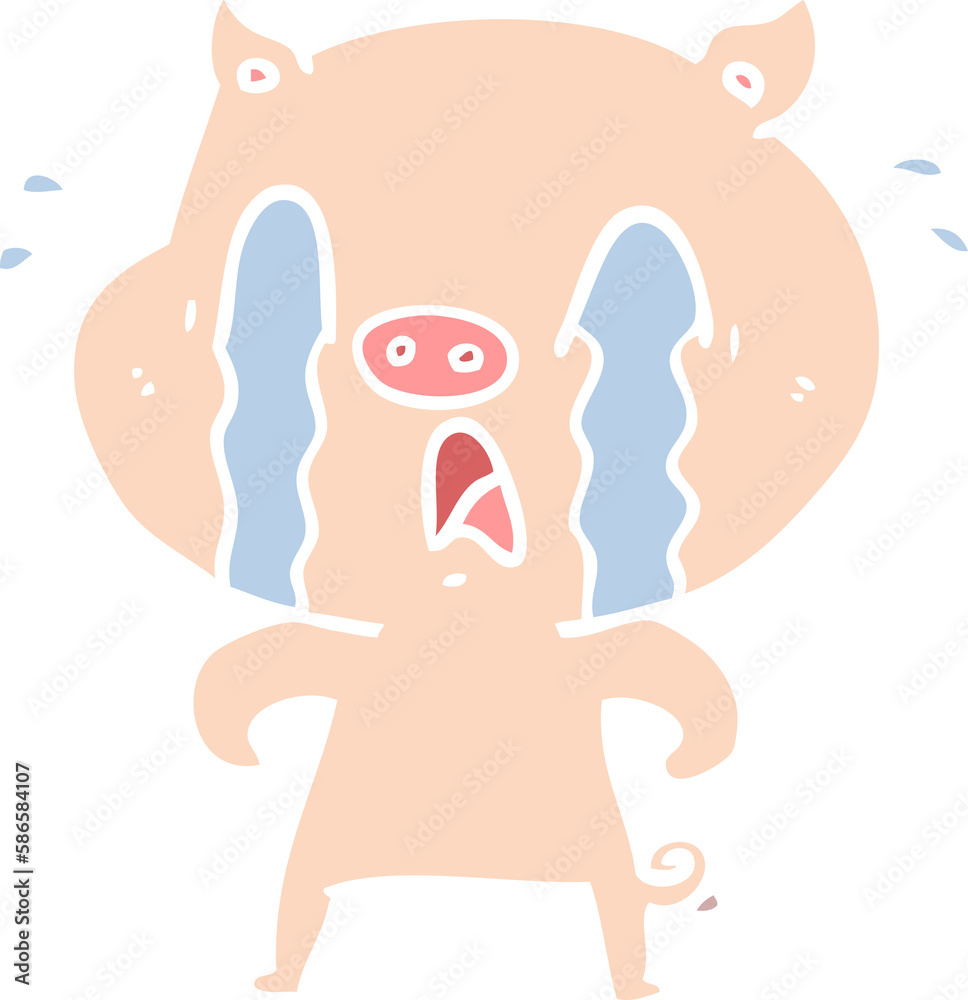 crying pig flat color style cartoon crying pig flat color style cartoon
