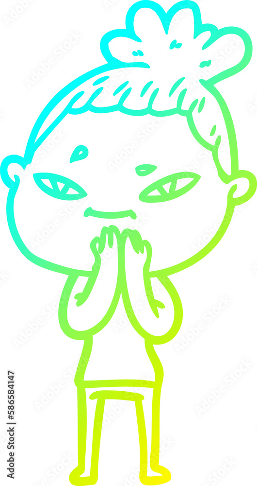 Obraz premium cold gradient line drawing cartoon woman