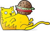 cartoon fat cat with burger