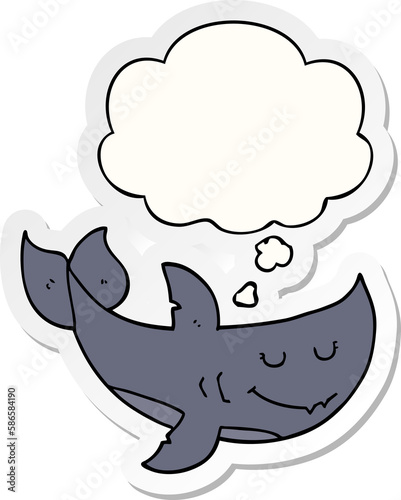 cartoon shark and thought bubble as a printed sticker