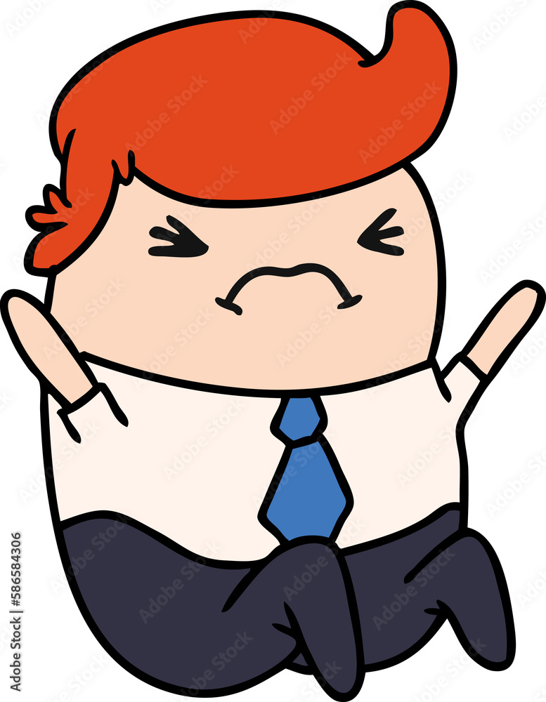 cartoon of an angry kawaii business man