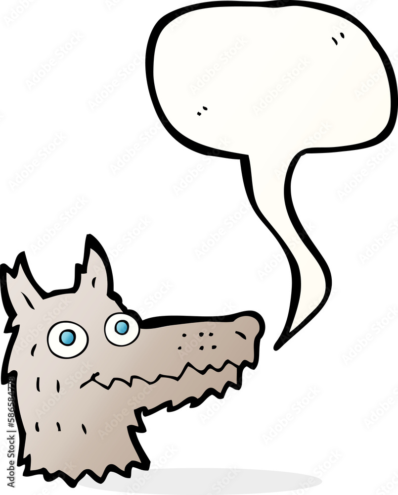 cartoon wolf head with speech bubble cartoon wolf head with speech bubble