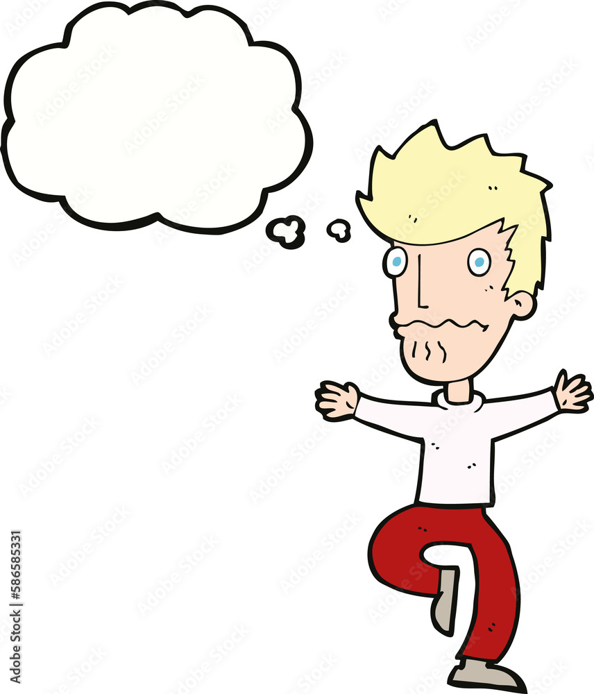 cartoon frightened man with thought bubble cartoon frightened man with thought bubble
