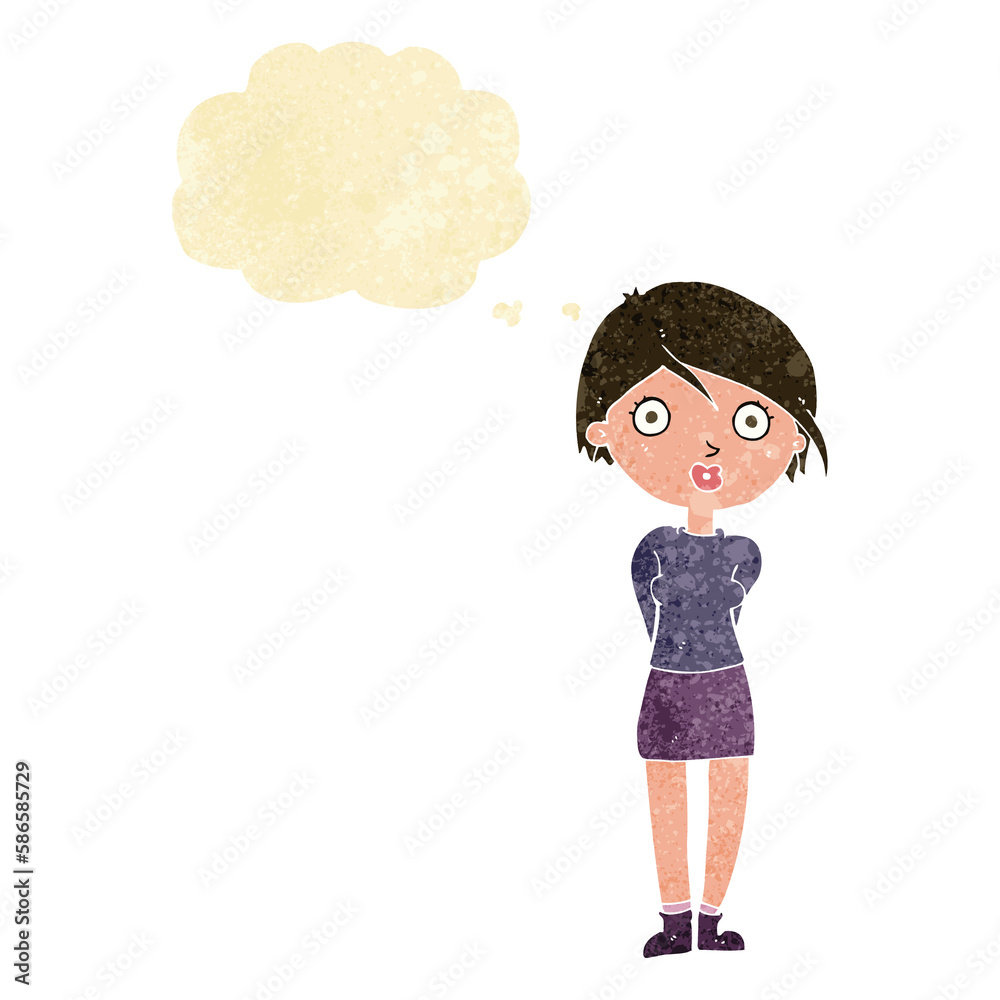 cartoon surprised girl with thought bubble cartoon surprised girl with thought bubble
