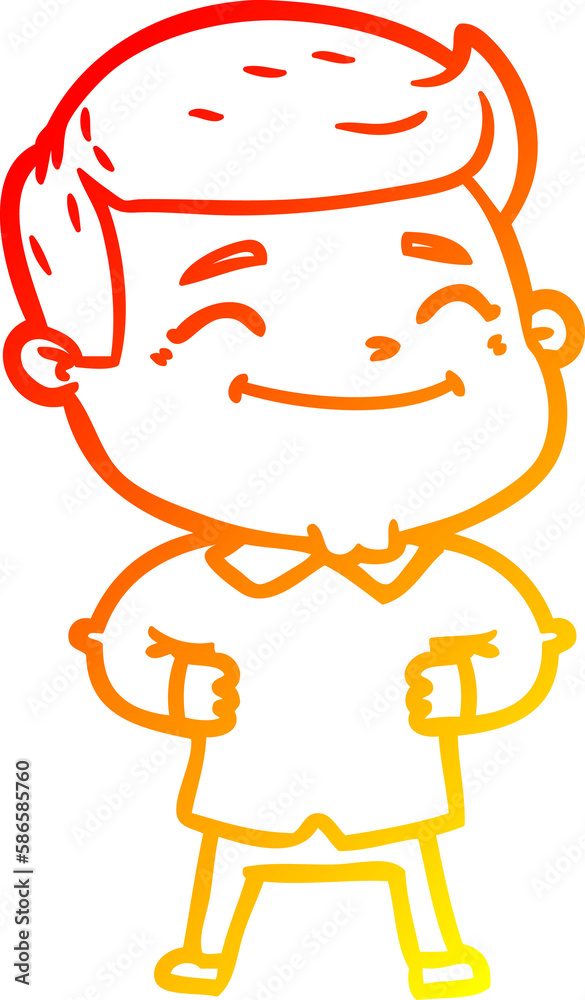 warm gradient line drawing happy cartoon man