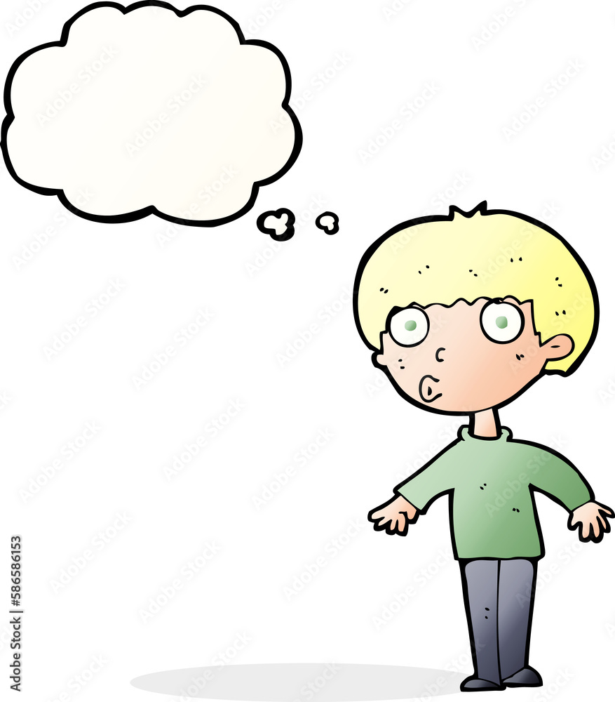 cartoon surprised boy with thought bubble cartoon surprised boy with thought bubble