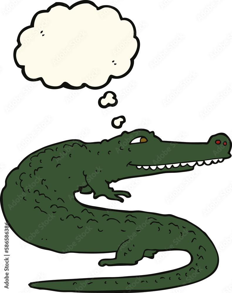 Obraz premium cartoon crocodile with thought bubble