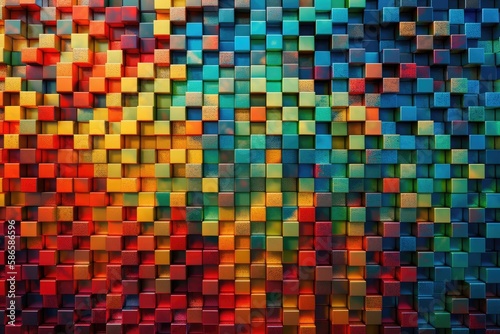 colorful background composed of various colored squares. Generative AI