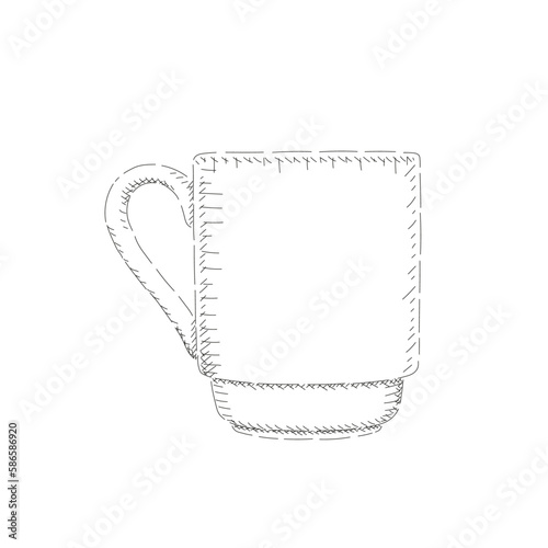 Dibujo bosquejo a mano de taza para cafe