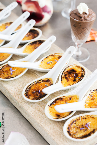 creme brulee in individual spoons photo