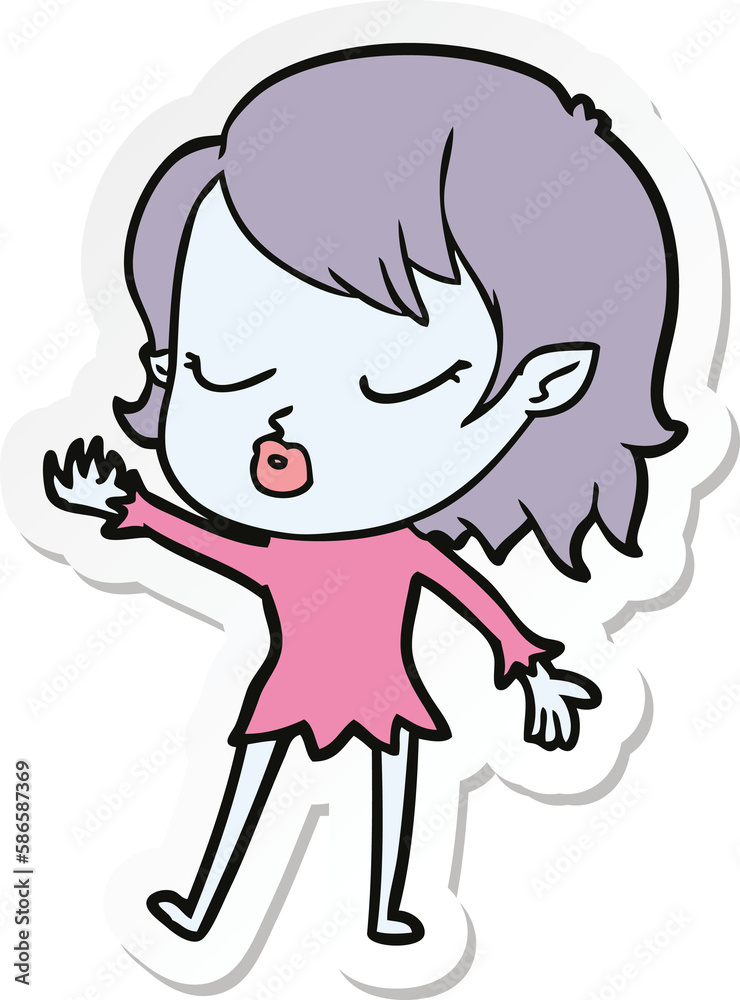 sticker of a cute cartoon vampire girl
