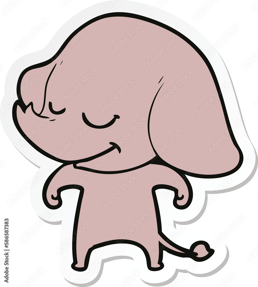 sticker of a cartoon smiling elephant sticker of a cartoon smiling elephant