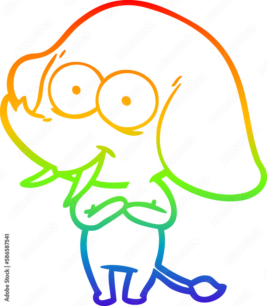 rainbow gradient line drawing happy cartoon elephant rainbow gradient line drawing happy cartoon elephant