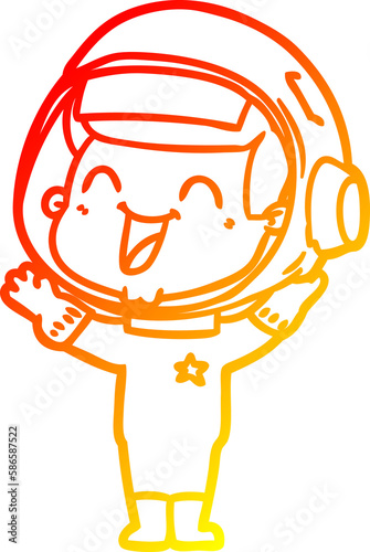 warm gradient line drawing happy cartoon astronaut