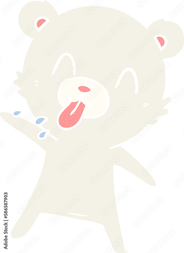rude flat color style cartoon polar bear sticking out tongue rude flat color style cartoon polar bear sticking out tongue
