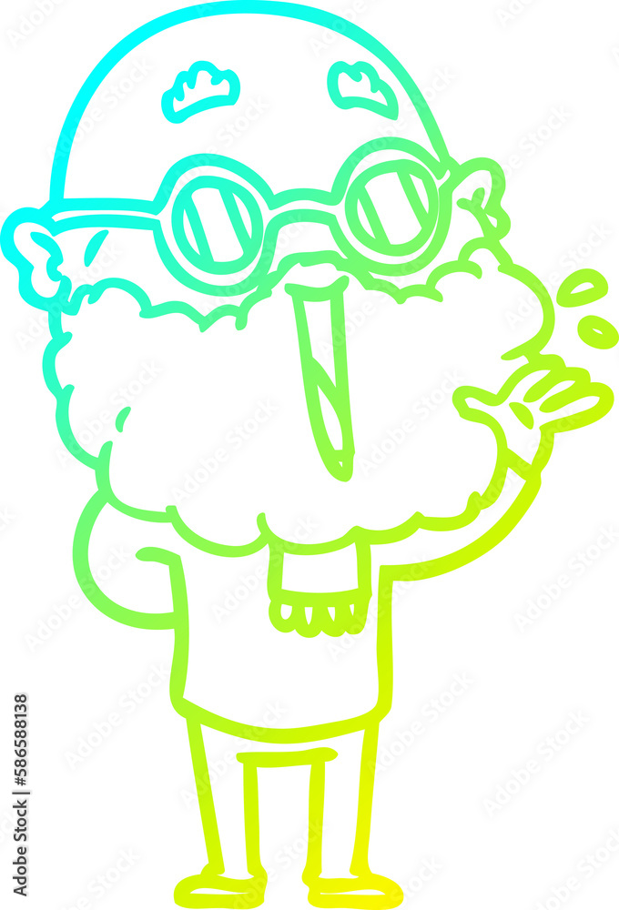 cold gradient line drawing cartoon joyful man with beard cold gradient line drawing cartoon joyful man with beard