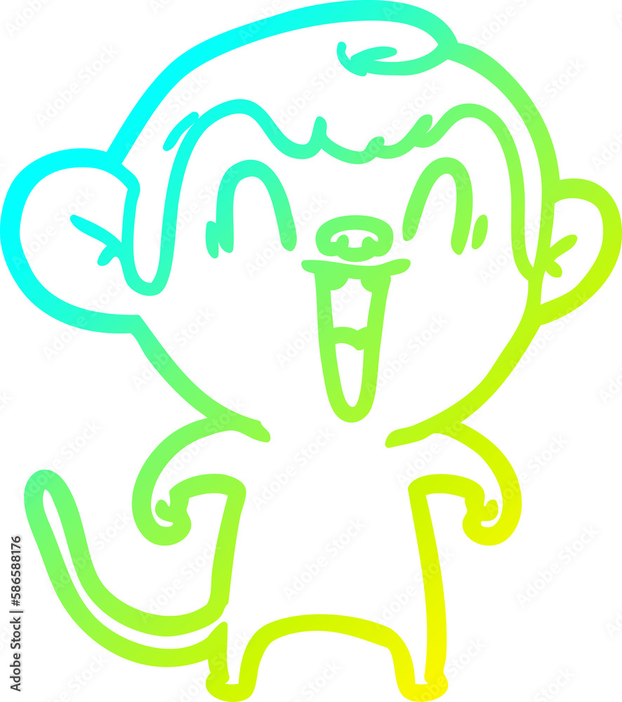cold gradient line drawing cartoon laughing monkey cold gradient line drawing cartoon laughing monkey