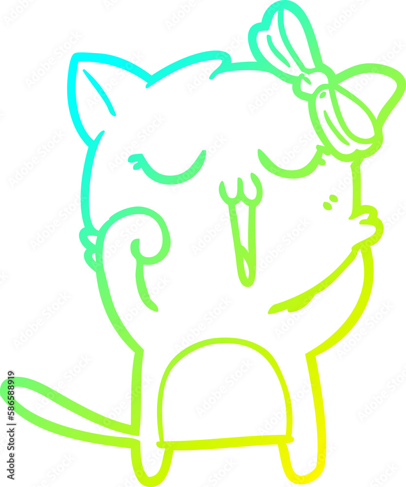 cold gradient line drawing cartoon cat cold gradient line drawing cartoon cat