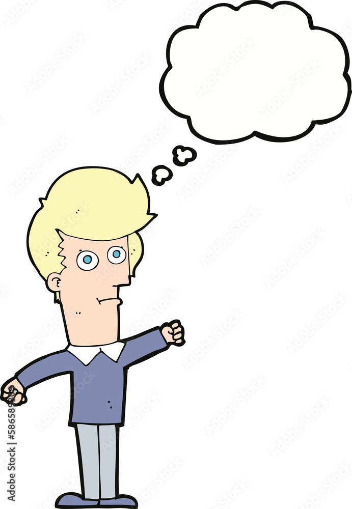 cartoon man punching with thought bubble cartoon man punching with thought bubble