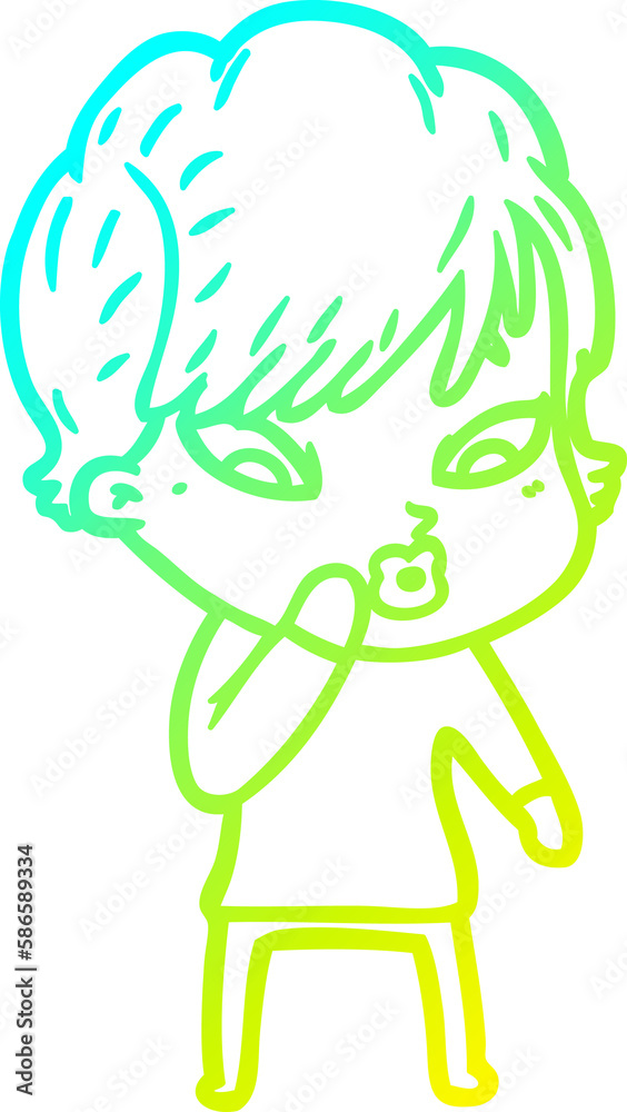 cold gradient line drawing cartoon woman cold gradient line drawing cartoon woman