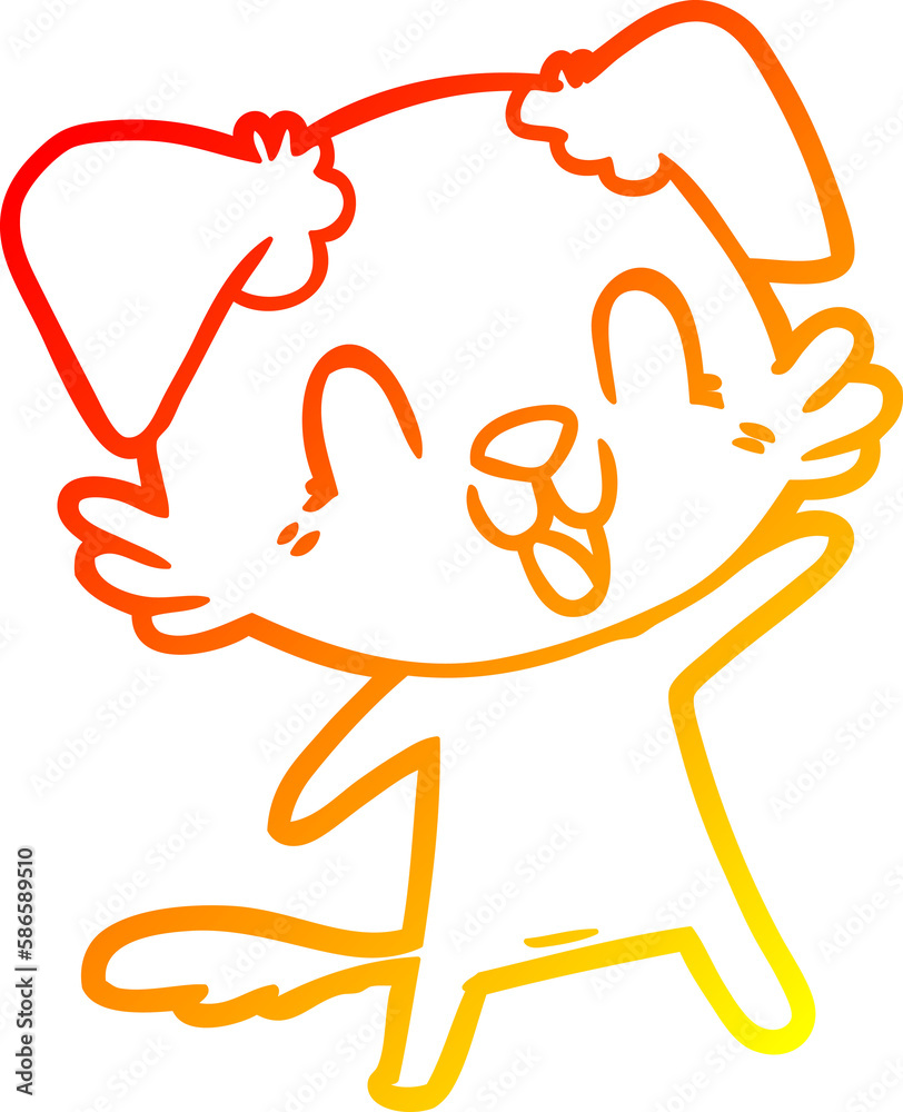Fototapeta premium warm gradient line drawing laughing cartoon dog