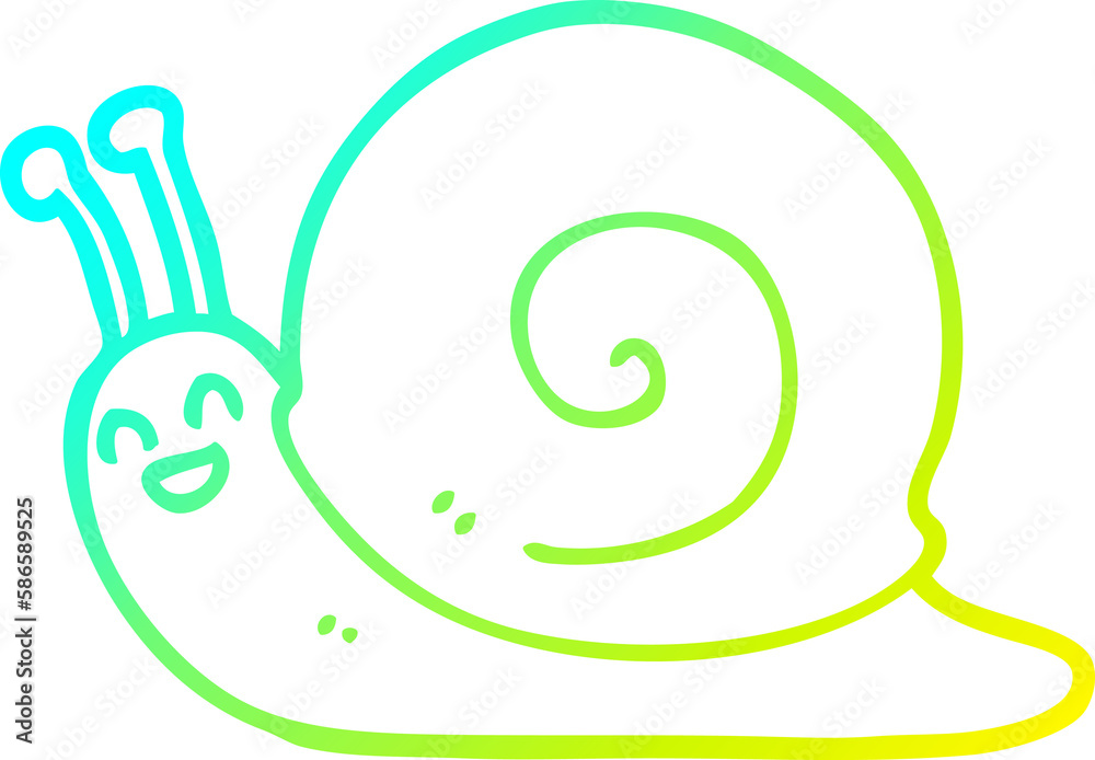 cold gradient line drawing cartoon snail