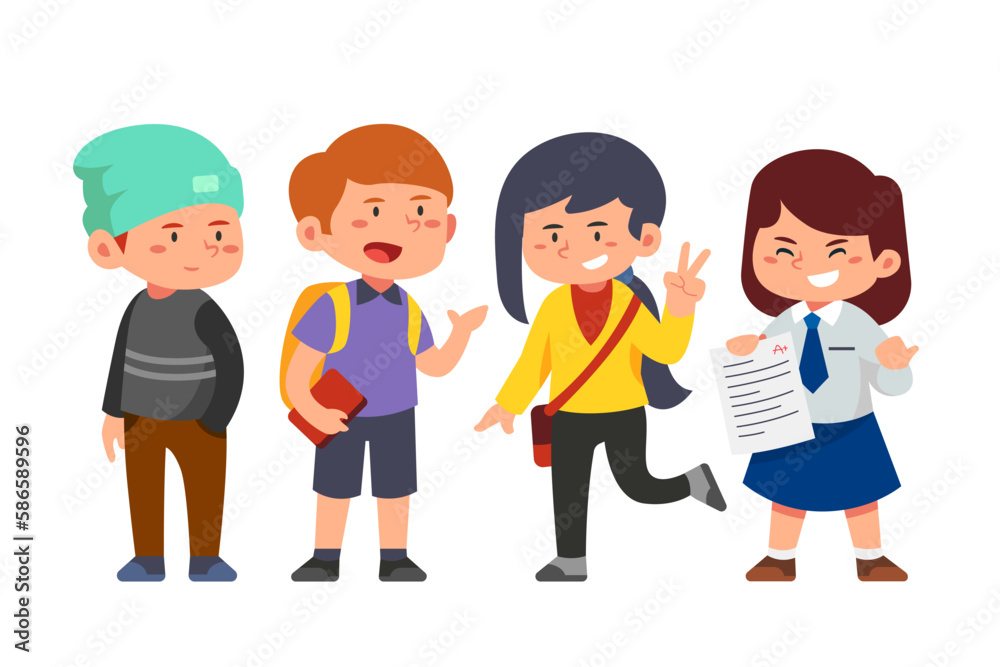 school students character, Back to school boys and girl cartoon collection in college, university and graduate boy and girl student student's education life vector 