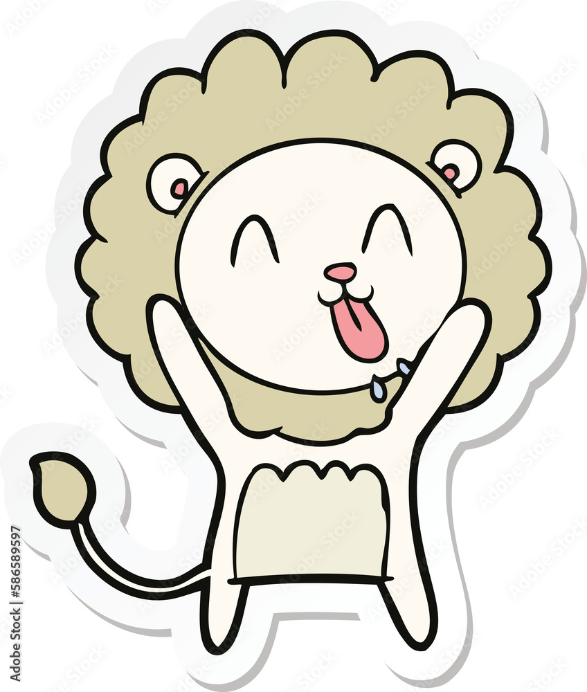 Fototapeta premium sticker of a happy cartoon lion