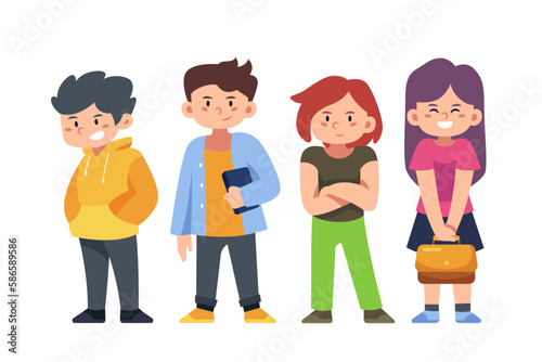 school students character, Back to school boys and girl cartoon collection in college, university and graduate boy and girl student student's education life vector 
