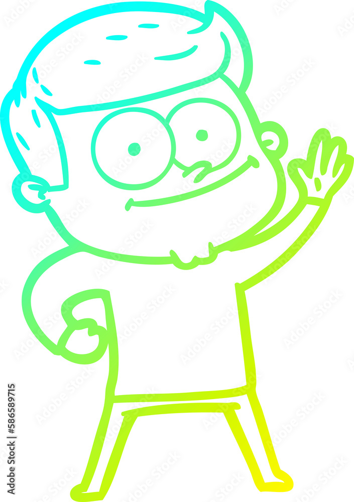 cold gradient line drawing cartoon happy man cold gradient line drawing cartoon happy man