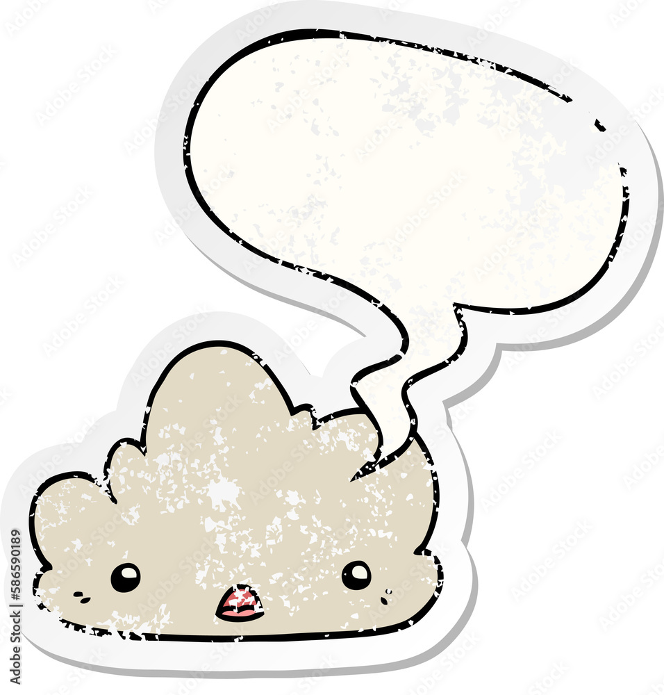 cute cartoon cloud and speech bubble distressed sticker cute cartoon cloud and speech bubble distressed sticker