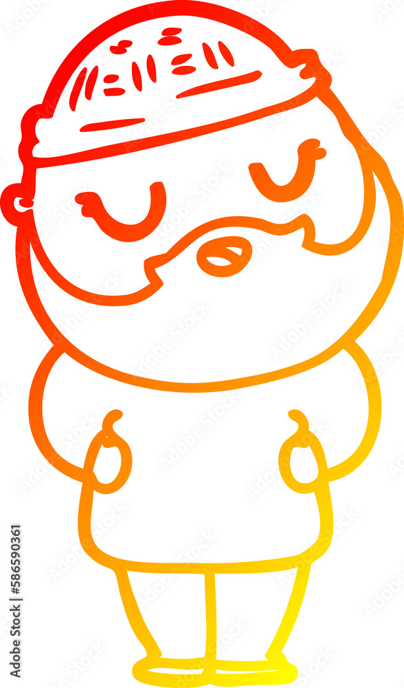 warm gradient line drawing cartoon man with beard warm gradient line drawing cartoon man with beard
