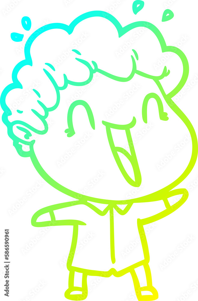 cold gradient line drawing cartoon happy man cold gradient line drawing cartoon happy man