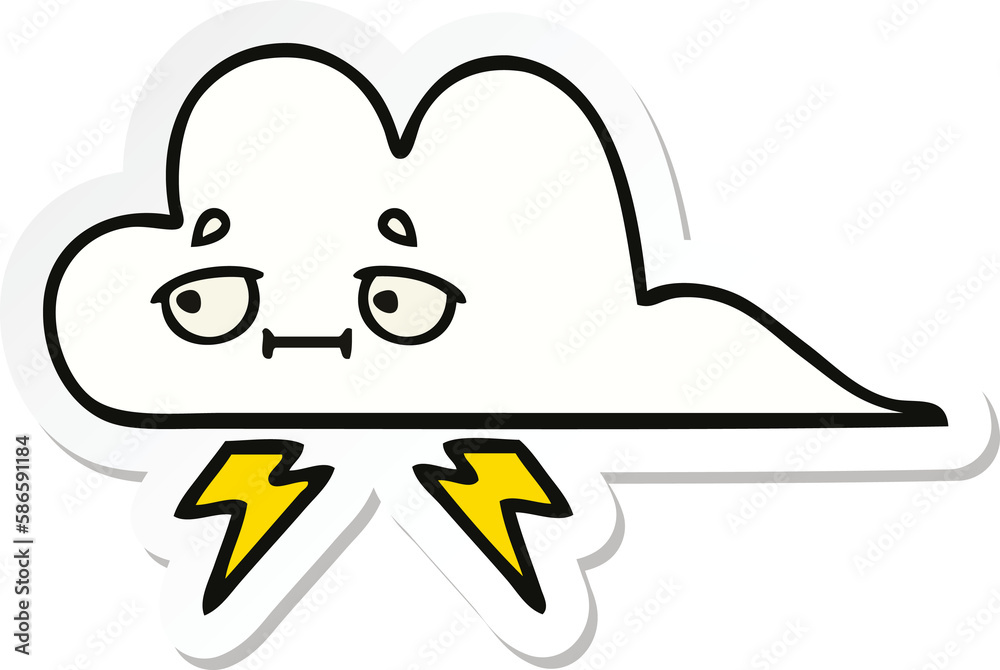 sticker of a cute cartoon thunder cloud sticker of a cute cartoon thunder cloud
