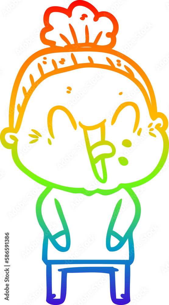 rainbow gradient line drawing cartoon happy old woman rainbow gradient line drawing cartoon happy old woman