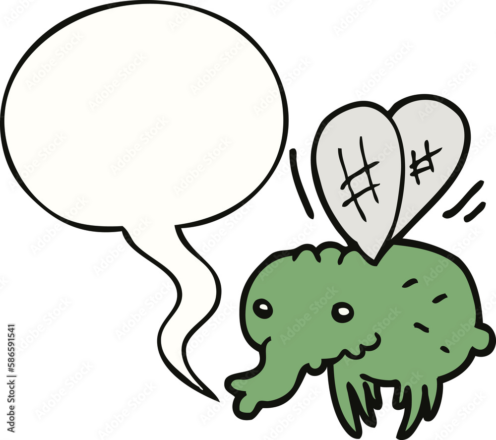 cartoon fly and speech bubble cartoon fly and speech bubble