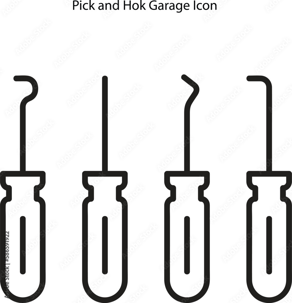 pick and hook garage tool line icon vector on white background. pick and hook garage tool sign. isolated contour symbol black illustration pick and hook garage tool line icon vector on white background. pick and hook garage tool sign. isolated contour symbol black illustration